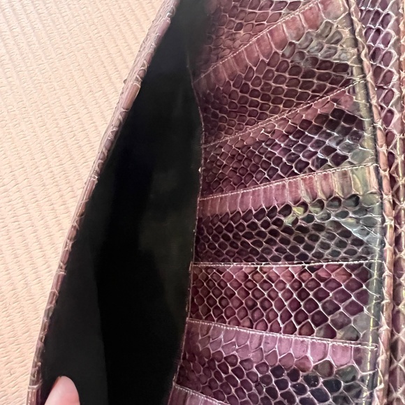 Morris Moscowitz immaculate vintage  reptile clutch plum - Picture 5 of 8